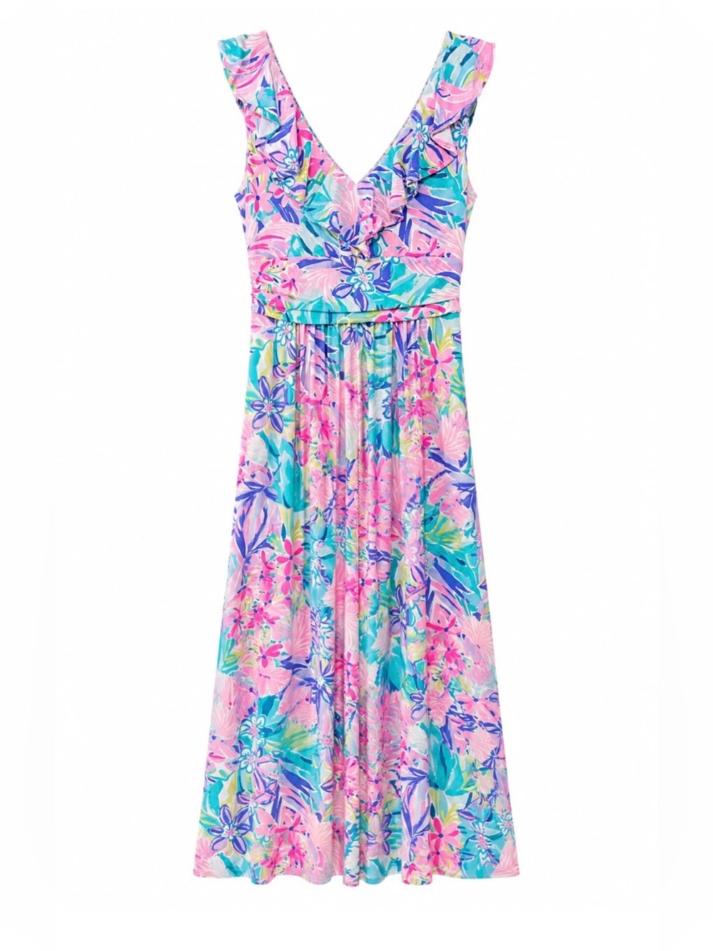 LILLY PULITZER Mirella Maxi Dress “It Was All A Dream” Floral V Neck Size M - Picture 6 of 12